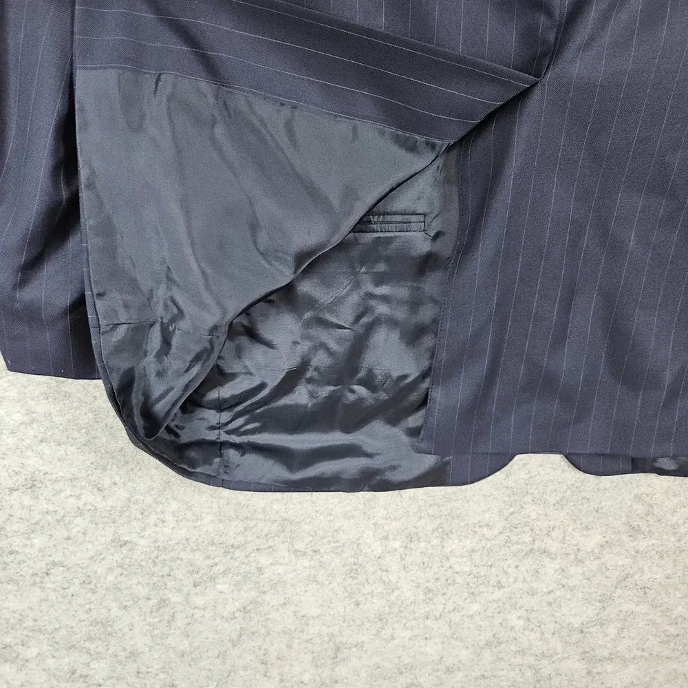Chaps Ralph Lauren Men's Navy Blue Pinstripe Wool/Cashmere Blazer Size 44R FLAWS
